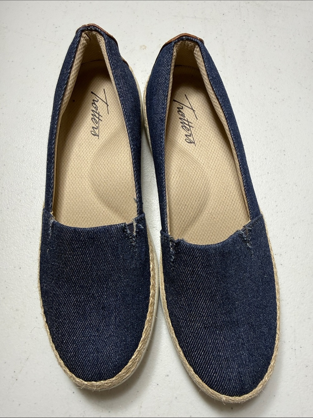 Trotters Dark Blue Denim Espadrille Slip-Ons